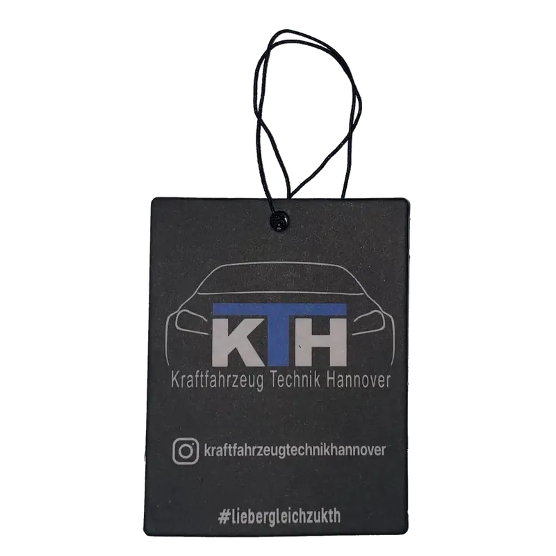 KTH Auto Duftbaum mit Logo Kraftfahrzeug Technik Hannover, schwarzes Design, Tuning Zubehör