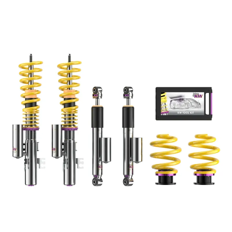 KW Gewindefahrwerk V3 inox (inkl. Stilllegung f. elektr. Dämpfer) passend für Volkswagen California T6 / Volkswagen Multivan T6 u. a.