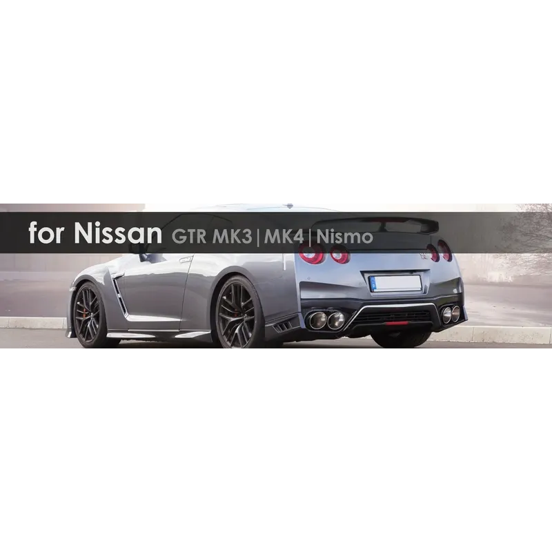 GTR MK3|MK4|Nismo | Capristo - Rear muffler, middle muffler post-cat replacement pipe D 80, EVCU-1 tailpipes anodised aluminum (Gold, Red, Black, Silver*) and carbon outer pipe