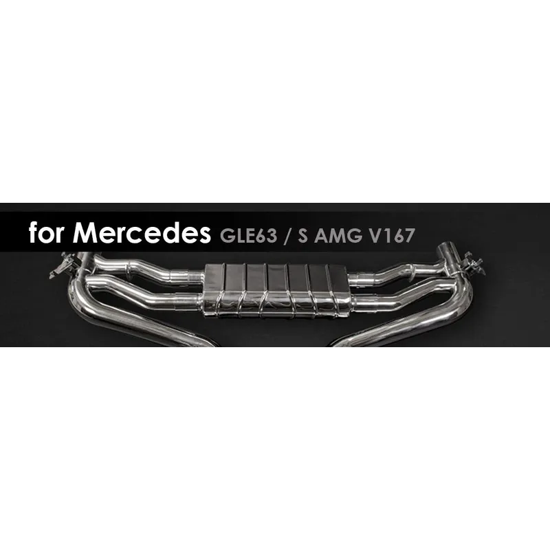 GLE 63S SUV V167 | Capristo - With 2 electric flaps for use with the OEM actuators and a stop plate for the H-pipe actuator.